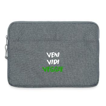 Veni Vidi Veggie Funny Vegetarian Slogan Shirt - Laptop bag 15" - heather grey - Front