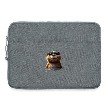 Biber Motiv Biberflüsterer Nagetiere Süßer Biber - Laptoptasche 15" - Grau meliert - Vorne
