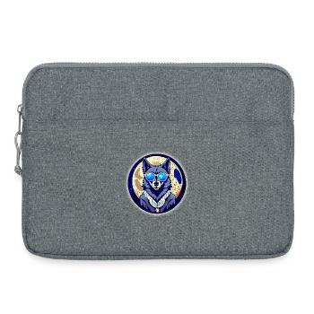 Loup sur la lune - Sacoche pour ordinateur portable 15 pouces - gris chiné - Devant