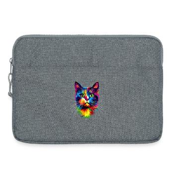 Cat Colorful Rainbow Colors Popart Cat Mom Cats - Laptop bag 15" - heather grey - Front