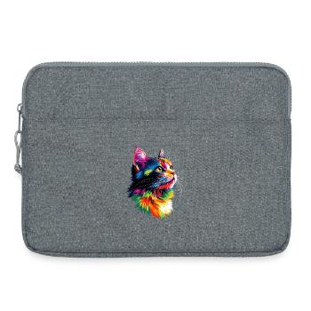 Cat Colorful Rainbow Colors Popart Cat Mom Cats - Laptop bag 15" - heather grey - Front