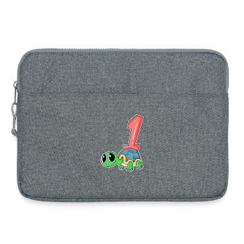 Zahl 1 Nummer Eins - Schildkröte Motiv - Laptoptasche 15" - Grau meliert - Vorne