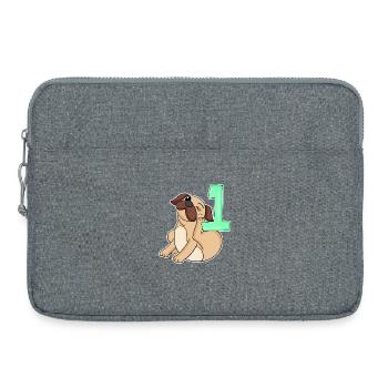 Zahl 1 Nummer Eins - Mops Hund Motiv - Laptoptasche 15" - Grau meliert - Vorne