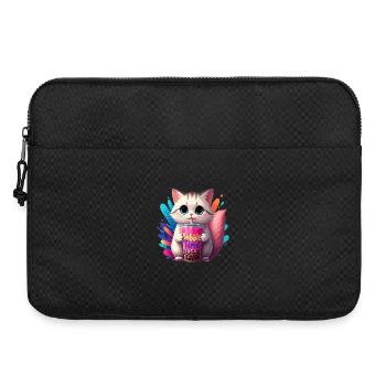 Katzenillustration mit Bubble Time Motiv - Laptoptasche 15" - Schwarz - Vorne