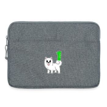 Numéro 1 Numéro Un - Motif Chien Samoyède - Sacoche pour ordinateur portable 15 pouces - gris chiné - Devant
