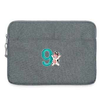 9th Birthday Motif Cow - 9 Years - Laptop bag 15" - heather grey - Front