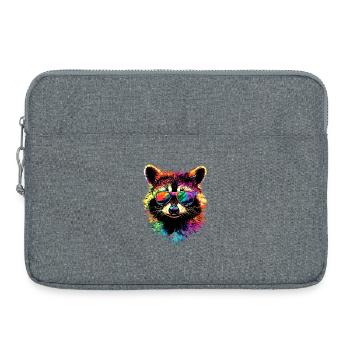 Waschbär Popart Bunt Regenbogen Raccoon Waschbären - Laptoptasche 15" - Grau meliert - Vorne