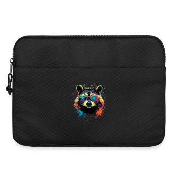 Waschbär Popart Bunt Regenbogen Raccoon Waschbären - Laptoptasche 15" - Schwarz - Vorne