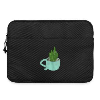 A cup with a succulent plant - Laptop bag 15" - black - Front