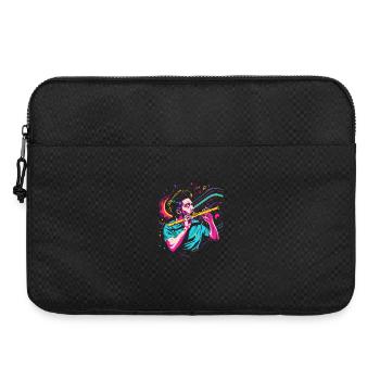 Retro Flute Player Graphic - Laptop bag 15" - black - Front