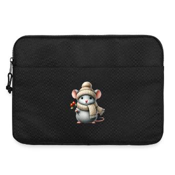 süße Maus mit einer warmen Strickmütze und Schal - Laptoptasche 15" - Schwarz - Vorne