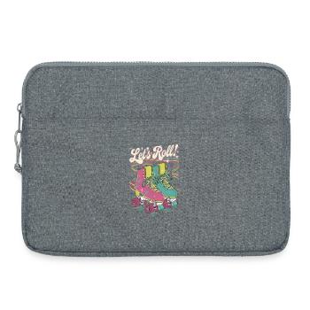 Let's Roll Buntes Retro-Rollschuh-Design - Laptoptasche 15" - Grau meliert - Vorne