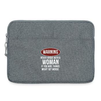 Avertissement Ne jamais discuter avec une femme - Sacoche pour ordinateur portable 15 pouces - gris chiné - Devant