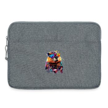 Biber Motiv Biberflüsterer Nagetiere Süßer Biber - Laptoptasche 15" - Grau meliert - Vorne