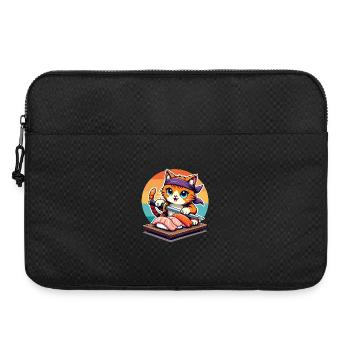 Sushi Master Cat avec Sunset tenant un couteau Katana - Sacoche pour ordinateur portable 15 pouces - noir - Devant