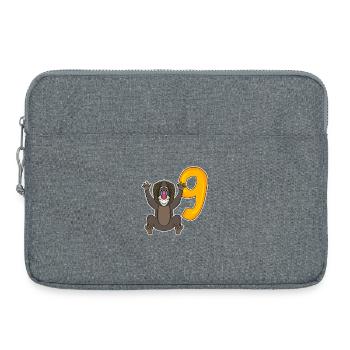 9th Birthday Motif Monkey - 9 Years - Laptop bag 15" - heather grey - Front