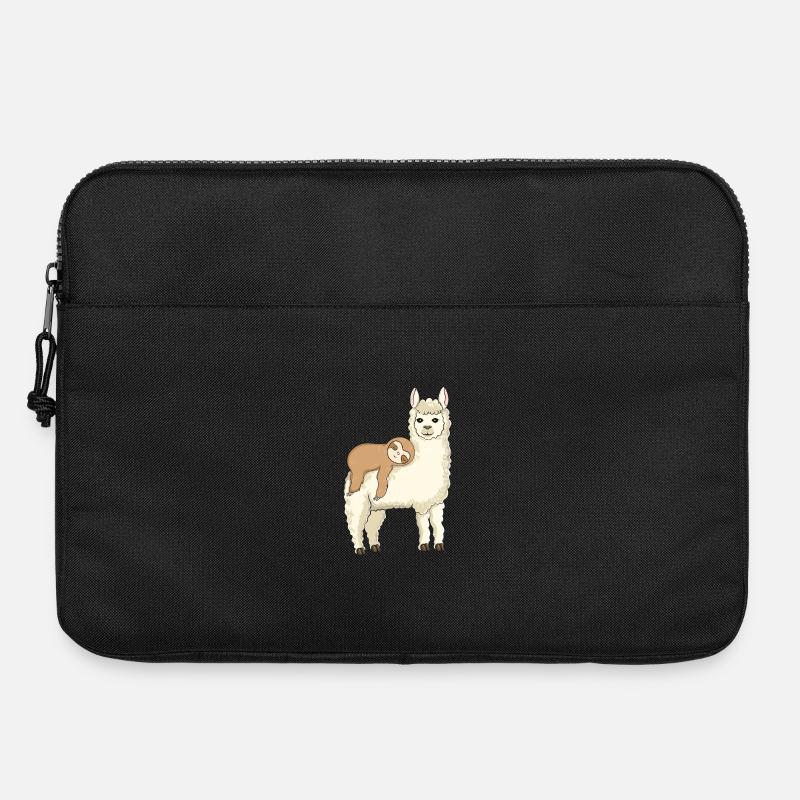 Whimsical Alpaca with Slumbering Llama - Laptop bag 15" - black