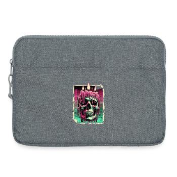 Schmelzende Kerze Totenschädel - Neon Gothic Kunst - Laptoptasche 15" - Grau meliert - Vorne