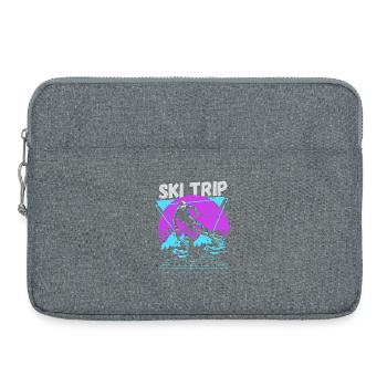 Retro Ski Trip Neon Graphic - Laptop bag 15" - heather grey - Front