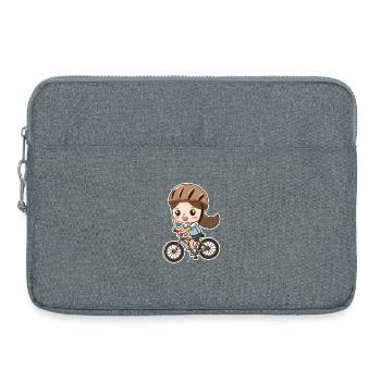 Fahrradfahrerin Cartoon Stil - Laptoptasche 15" - Grau meliert - Vorne
