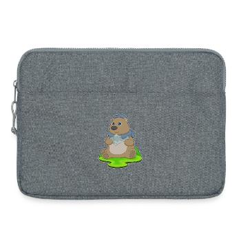 Bär Angler Fisch Angeln - Laptoptasche 15" - Grau meliert - Vorne