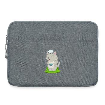 Cat Cooking Bowl Cooking - Laptop bag 15" - heather grey - Front