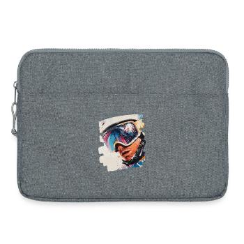 Snowboarder poudreuse - Sacoche pour ordinateur portable 15 pouces - gris chiné - Devant