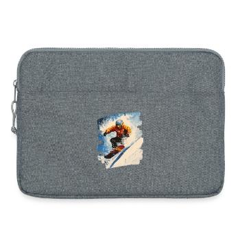 Snowboarder poudreuse - Sacoche pour ordinateur portable 15 pouces - gris chiné - Devant