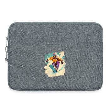 Snowboarder poudreuse - Sacoche pour ordinateur portable 15 pouces - gris chiné - Devant