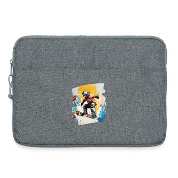 Snowboarder poudreuse - Sacoche pour ordinateur portable 15 pouces - gris chiné - Devant
