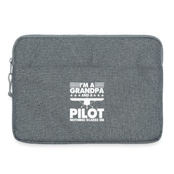 Je suis un papi et un pilote, rien ne me fait peur - Sacoche pour ordinateur portable 15 pouces - gris chiné - Devant