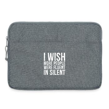 J’aimerais que plus de gens parlent couramment le muet - Sacoche pour ordinateur portable 15 pouces - gris chiné - Devant