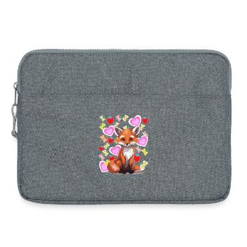 Renard Fox Coeur Fraises d’été Enfants Années 80 - Sacoche pour ordinateur portable 15 pouces - gris chiné - Devant