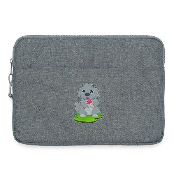 Dog Waffle Cream - Laptop bag 15" - heather grey - Front