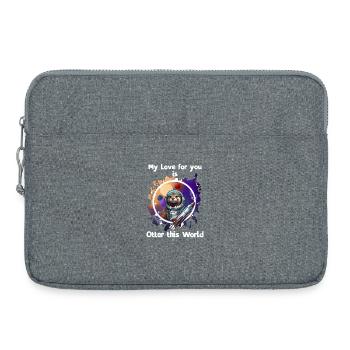 Animal de l’espace avec fusée et cœur - Sacoche pour ordinateur portable 15 pouces - gris chiné - Devant