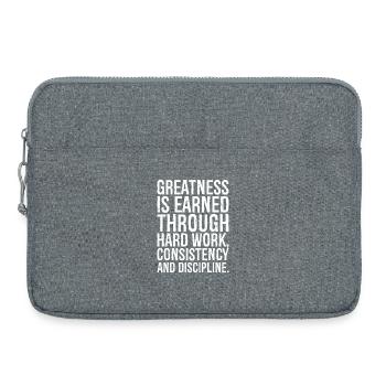 La grandeur se gagne grâce au travail acharné, à la constance - Sacoche pour ordinateur portable 15 pouces - gris chiné - Devant