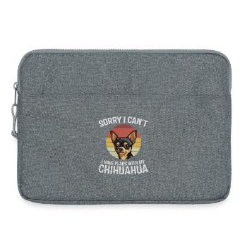 Playful Chihuahua with Retro Sunset - Laptop bag 15" - heather grey - Front