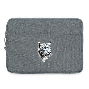 Schneeleopard Panther Raubkatze Großkatze Leopard - Laptoptasche 15" - Grau meliert - Vorne