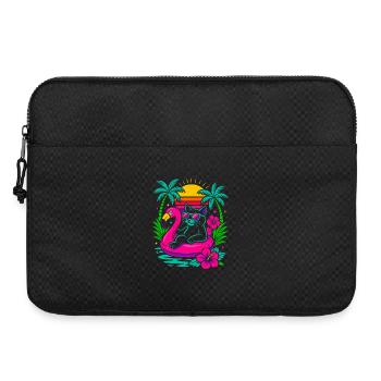 Cool Summer Cat on Flamingo - Retro Look - Laptop bag 15" - black - Front