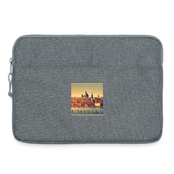 La Valette à Malte : ville portuaire méditerranéenne rétro - Sacoche pour ordinateur portable 15 pouces - gris chiné - Devant