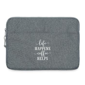 Kaffee Motivierendes Typografie-Design - Laptoptasche 15" - Grau meliert - Vorne