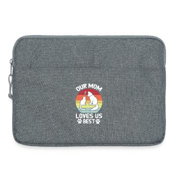 Unsere Mutter liebt uns Bestes Katze-Hund-Design - Laptoptasche 15" - Grau meliert - Vorne