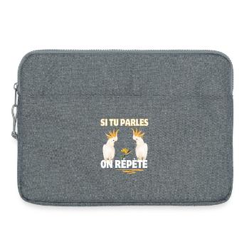 Si tu parles on repete perroquets blancs - Sacoche pour ordinateur portable 15 pouces - gris chiné - Devant