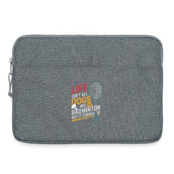 Chien et badminton - Sacoche pour ordinateur portable 15 pouces - gris chiné - Devant