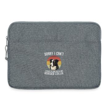 Border Collie Humour Design Rétro - Sacoche pour ordinateur portable 15 pouces - gris chiné - Devant