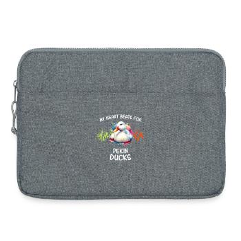 canards de Pékin avec illustration de battement de cœur - Sacoche pour ordinateur portable 15 pouces - gris chiné - Devant