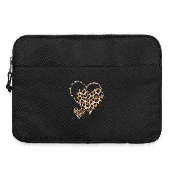 motif coeur imprimé léopard - Sacoche pour ordinateur portable 15 pouces - noir - Devant