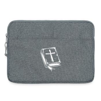 Bible with cross motif - Laptop bag 15" - heather grey - Front