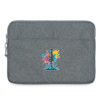 Illustration de clarinette aux couleurs vives - Sacoche pour ordinateur portable 15 pouces - gris chiné - Devant
