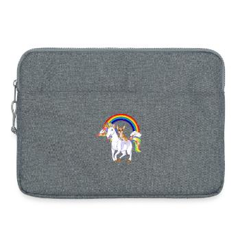 Chihuahua Chevauchant Licorne - Sacoche pour ordinateur portable 15 pouces - gris chiné - Devant